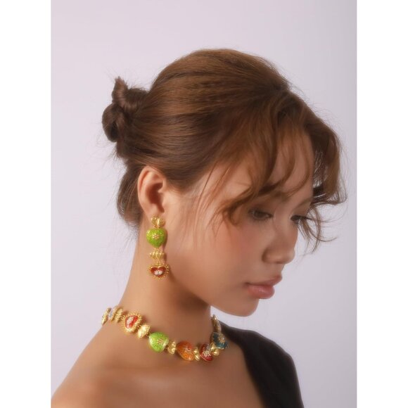 Byzantine Dangle Earrings Zinc Colorful Retro Heart Statement Jewelry - Picture 4 of 7